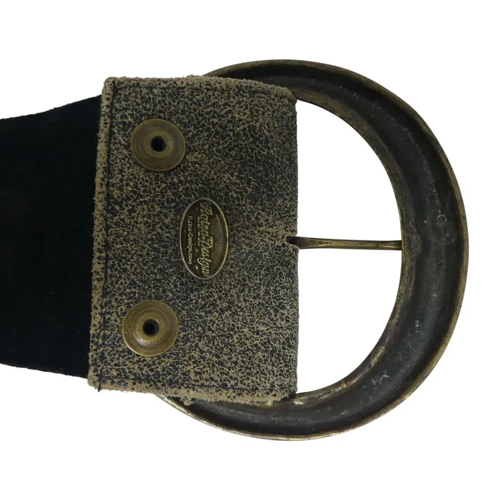Raina Design Brown Leather Brass Studded Boho Festival Belt